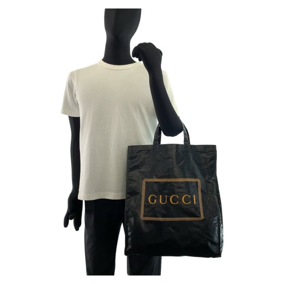 GUCCI Gucci Black Yellow Coated Canvas 575140 Tote Bag Business Men's - Picture 8 of 10